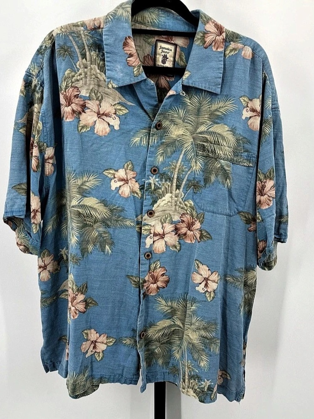 Jamaica Jaxx Authentic Island Style Floral Silk Hawaiian Shirt XL